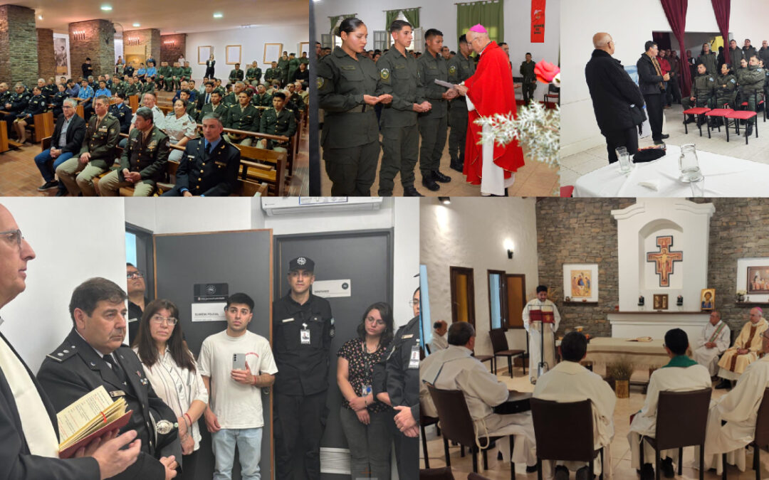 SAN JUAN | Mons. Olivera en visita Pastoral se encontró con efectivos de GNA, la PSA y el Ejército Argentino