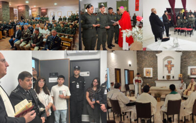 SAN JUAN | Mons. Olivera en visita Pastoral se encontró con efectivos de GNA, la PSA y el Ejército Argentino